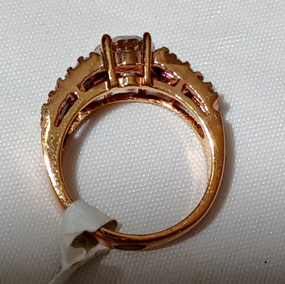 OLD CUT DESIGN 14K G.F CRYSTAL DIAMOND RING - Picture 3 of 12